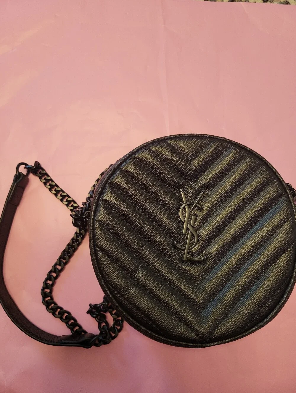 Black Quilted Round Crossbody Bag